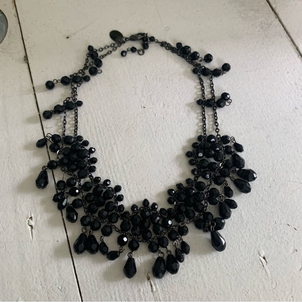 White House Black Market Black Beaded Statement Necklace